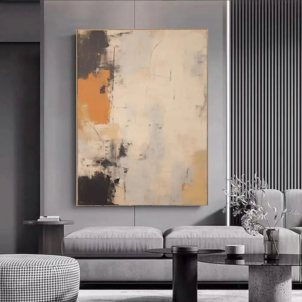 Beige And Brown Abstract Painting LaSpectrum Flow