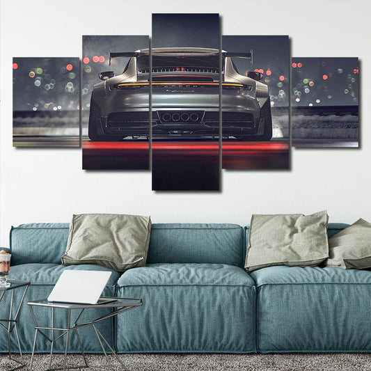 5 Pieces Posters Luxury 911 GT3 Car Wall Art Pictures Home Decor Modular Canvas HD Paintings Living Room Decoration