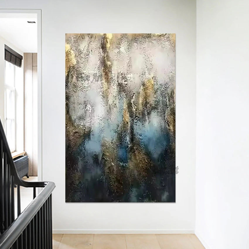 Golden Texture Abstract Hand-Painted Canvas