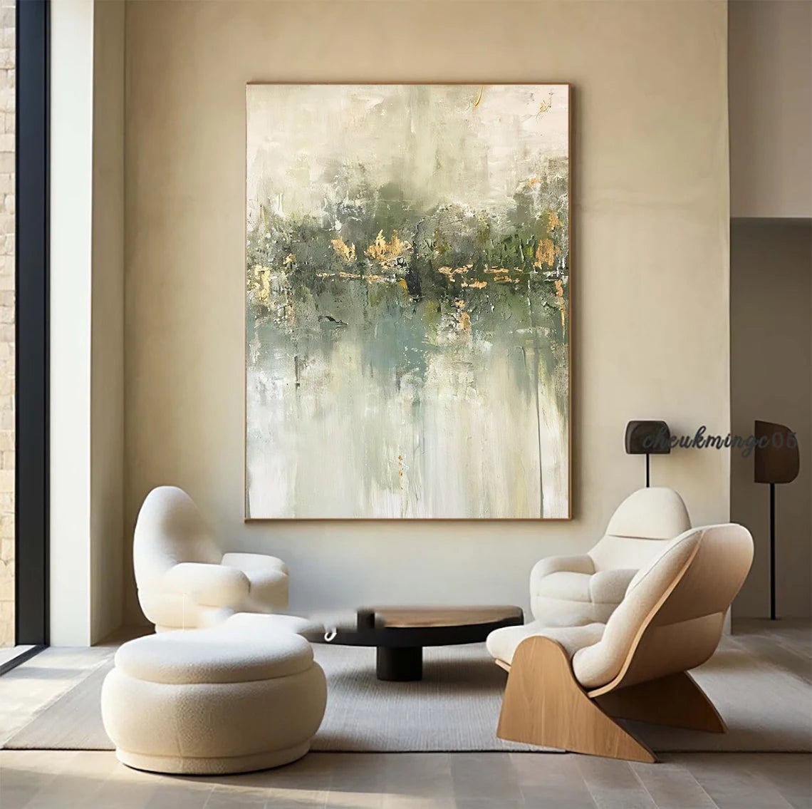 Beige White Painting Wabi-Sabi