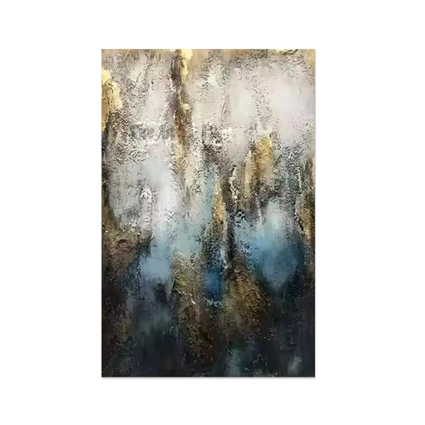 Golden Texture Abstract Hand-Painted Canvas