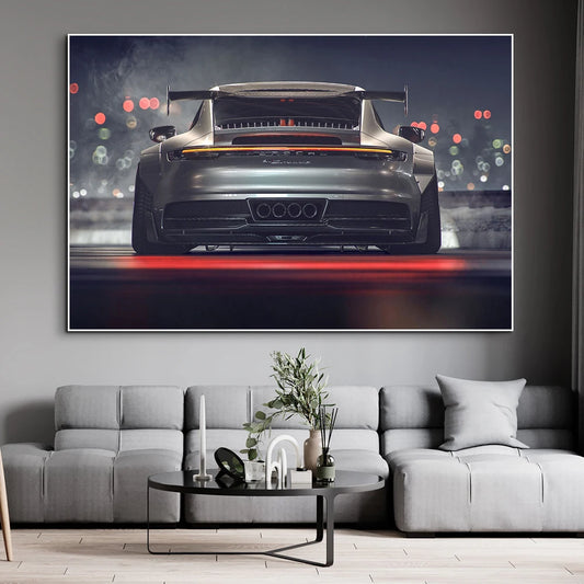 Modern Sports Car 911 Carrera Tail Light Poster Luxury Racing Graffiti Canvas Painting City Night View Wall Art Room Decor Gift