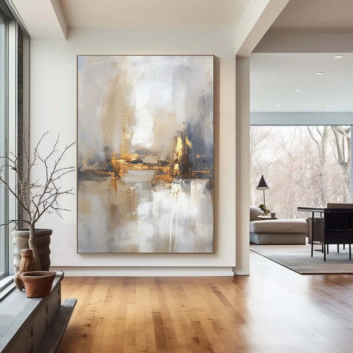 Beige White Painting Wabi-Sabi