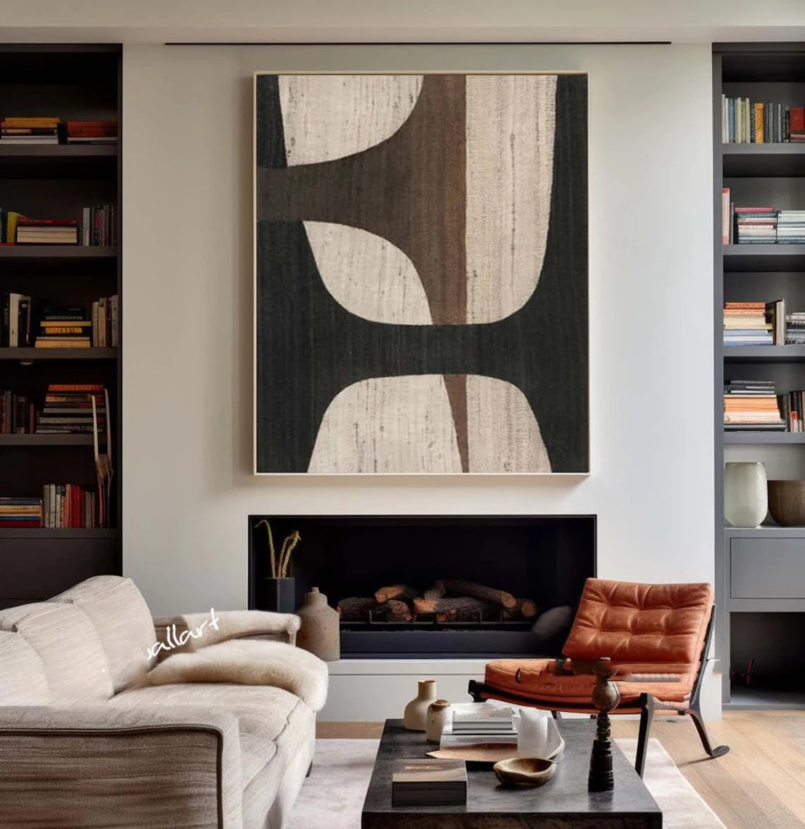 Beige White Painting Wabi-Sabi