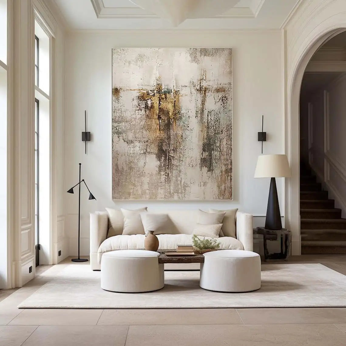 Beige White Painting Wabi-Sabi