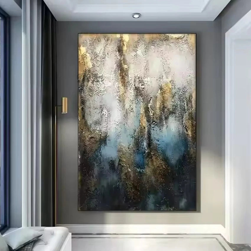 Golden Texture Abstract Hand-Painted Canvas