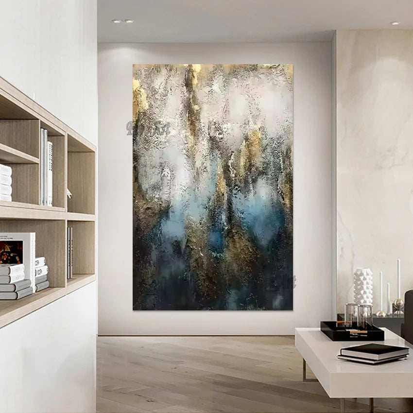 Golden Texture Abstract Hand-Painted Canvas