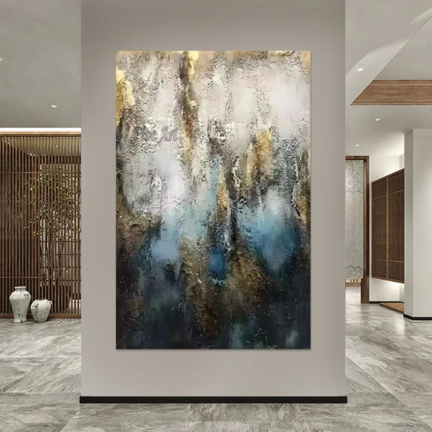 Golden Texture Abstract Hand-Painted Canvas