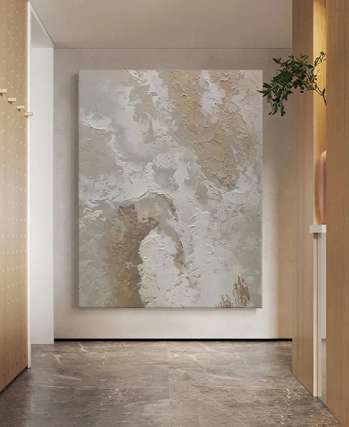 Beige White Painting Wabi-Sabi