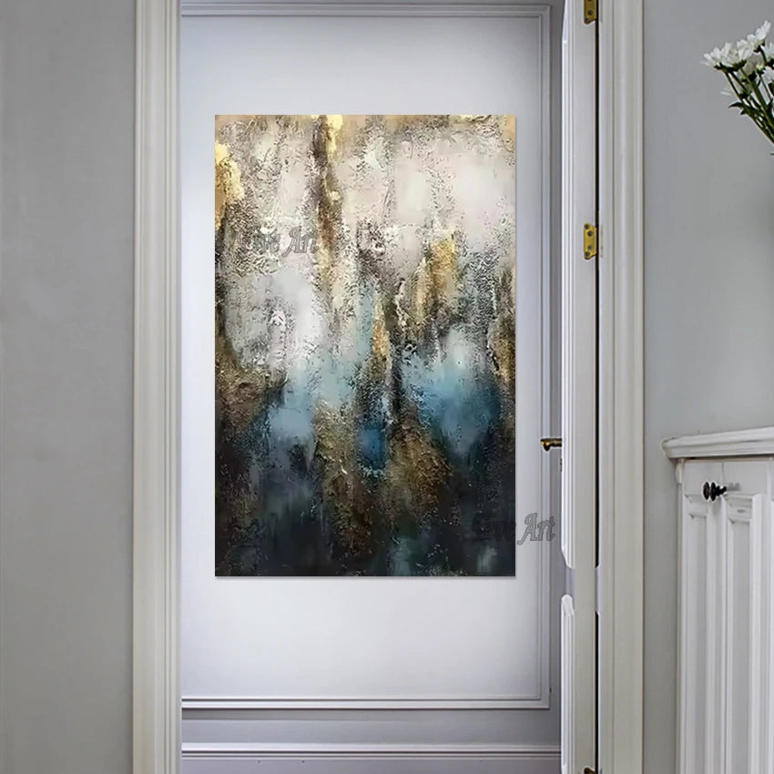 Golden Texture Abstract Hand-Painted Canvas